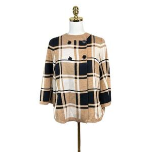 Luxe by Mercer Street Studio plaid sweater poncho style sweater jacket size M